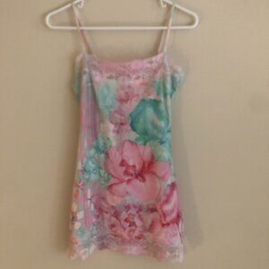 Lily White Beautiful Floral Camisole Tank w/Lace and Bling
